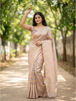 Mimosa - Beige Art Silk Banarasi Zari Woven Design Saree