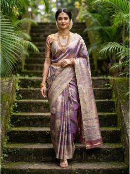 Mimosa - Navy Blue Women's Art Silk Kanjivaram Saree