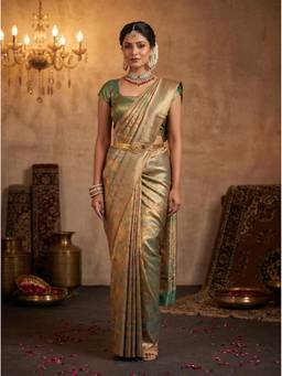 Mimosa - Olive Women's Art Silk Kanjivaram Saree