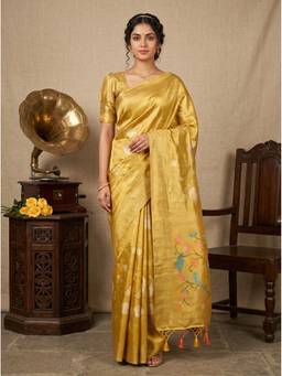 Mimosa - Yellow Art Silk Kanjivaram Zari Woven Saree