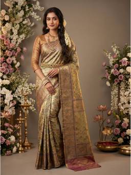 Mimosa - Beige Women's Art Silk Kanjivaram Saree