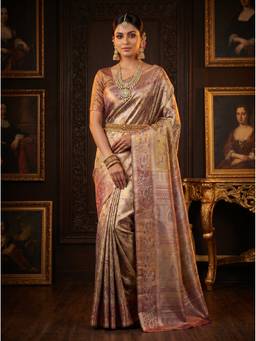 Mimosa - Beige Women's Art Silk Kanjivaram Saree
