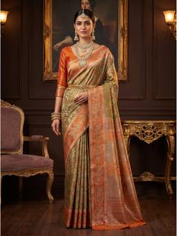 Mimosa - Olive Women's Art Silk Kanjivaram Saree