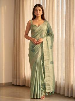 Mimosa - Green Art Silk Banarasi Embroidered Saree