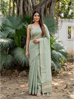 Mimosa - Green Art Silk Banarasi Embroidered Saree