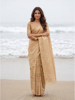 Mimosa - Beige Art Silk Banarasi Zari Woven Design Saree