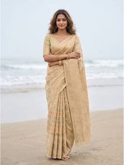 Mimosa - Beige Art Silk Banarasi Zari Woven Design Saree