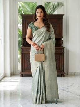 Mimosa - Turquoise Art Silk Kanjivaram Zari Woven Saree