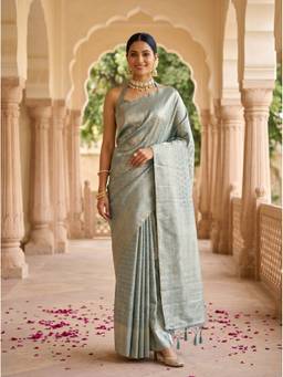 Mimosa - Turquoise Art Silk Kanjivaram Zari Woven Saree