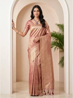 Mimosa - Pink Art Silk Kanjivaram Zari Woven Saree