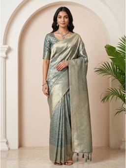 Mimosa - Turquoise Art Silk Kanjivaram Zari Woven Saree