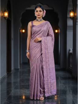 Mimosa - Purple Art Silk Banarasi Embroidered Saree