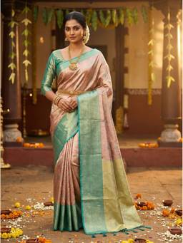 Mimosa - Beige Women's Art Silk Kanjivaram Saree