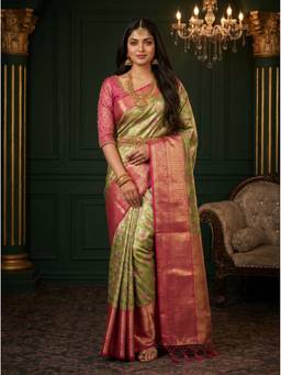 Mimosa - Green Women's Art Silk Kanjivaram Saree