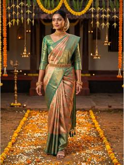 Mimosa - Orange Women's Art Silk Kanjivaram Saree