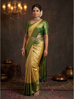 Mimosa - Gold Women's Art Silk Kanjivaram Saree