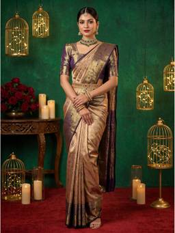 Mimosa - Beige Women's Art Silk Kanjivaram Saree