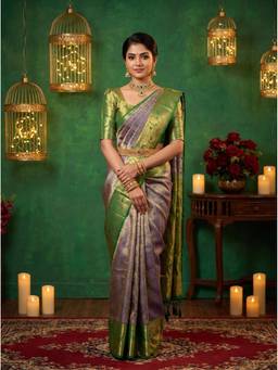Mimosa - Purple Women's Art Silk Kanjivaram Saree