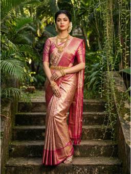 Mimosa - Peach Women's Art Silk Kanjivaram Saree