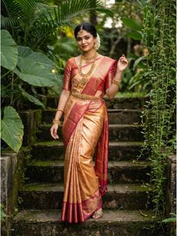 Mimosa - Orange Women's Art Silk Kanjivaram Saree