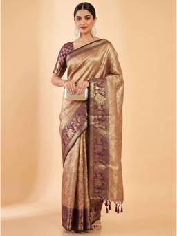 Mimosa - Beige Women's Art Silk Kanjivaram Saree