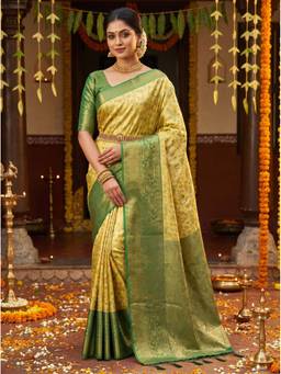 Mimosa - Yellow Women's Art Silk Kanjivaram Saree