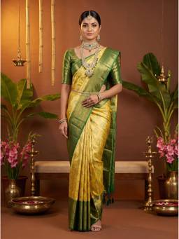 Mimosa - Yellow Women's Art Silk Kanjivaram Saree