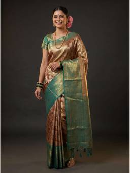 Mimosa - Beige Women's Art Silk Kanjivaram Saree