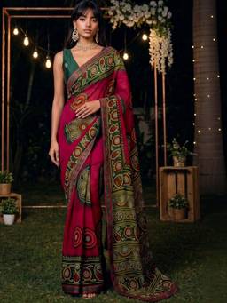 SATRANI - Georgette Red Printed Woven Saree