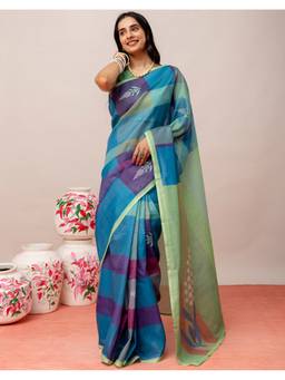 SATRANI - Silk Multi-Color Colorblock Printed Saree