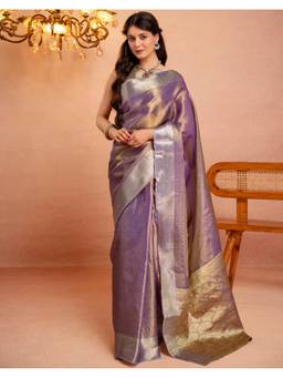 SATRANI - Silk Purple Embellished Zari Party Wear Saree