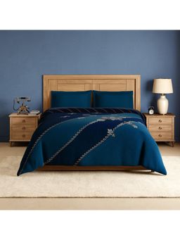 SPACES - Jadau 100% Cotton Ornate Print Double Quilt - Dark Teal