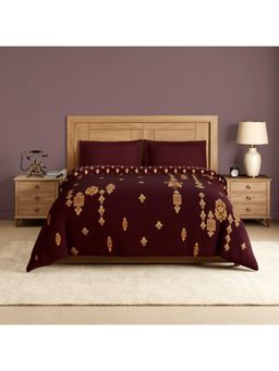 SPACES - Jadau 100% Cotton Ornate Print Double Quilt - Dark Red