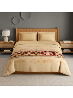 SPACES - Aztec 210 Tc Hygro Cotton Geometric Design Double Quilt - Light Brown