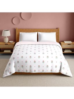 SPACES - Imprints 210 Tc Hygro Cotton Floral Print Double Quilt - White