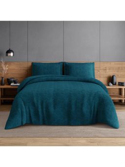 SPACES - Chintz 100% Cotton Floral Print King Bedsheet with 2 Pillow Covers - Dark Blue