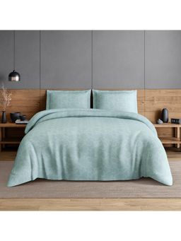 SPACES - Chintz 100% Cotton Floral Print King Bedsheet with 2 Pillow Covers - Light Blue