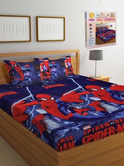 FABINALIV - Multicolor Cartoon Print Cotton Blend King Bedsheet with 2 Pillow Covers