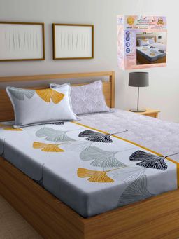 FABINALIV - Multicolor Floral Cotton Blend Super King Bedsheet with 2 Pillow Covers