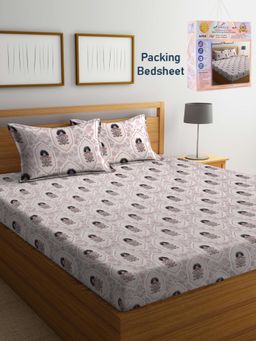 FABINALIV - Multicolor Floral Cotton Blend Super King Bedsheet with 2 Pillow Covers