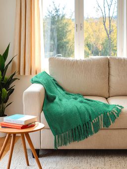 House This - Aravalli Throw In Green Colour with Cotton