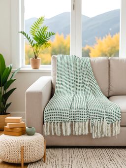 House This - Girnar Throw In Green Colour with Cotton