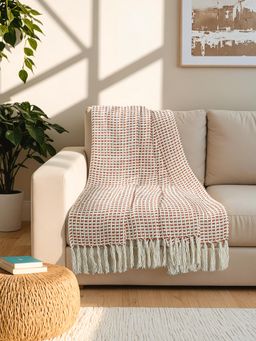 House This - Girnar Throw In Rust Colour with Cotton