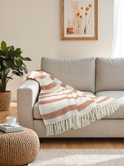 House This - Shivalik Throw In Rust Colour with Cotton