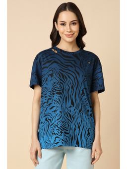 Allen Solly - Women Navy Blue Print Casual T-Shirt