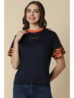 Allen Solly - Women Navy Blue Print Casual T-Shirt