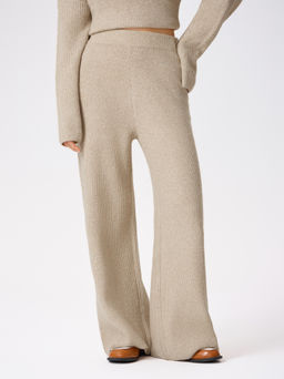 Cider - Wool-blend Knitted Mid Waist Wide Leg Trousers