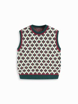 Cider - Geometric Contrasting Binding Knitted Crop Vest