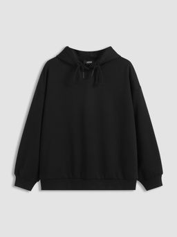 Cider - Round Neckline Solid Knotted Oversized Hoodie Curve & Plus