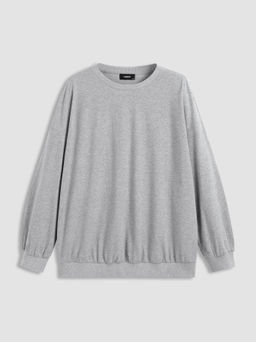 Cider - Cotton-blend Round Neckline Solid Sweatshirt Curve & Plus